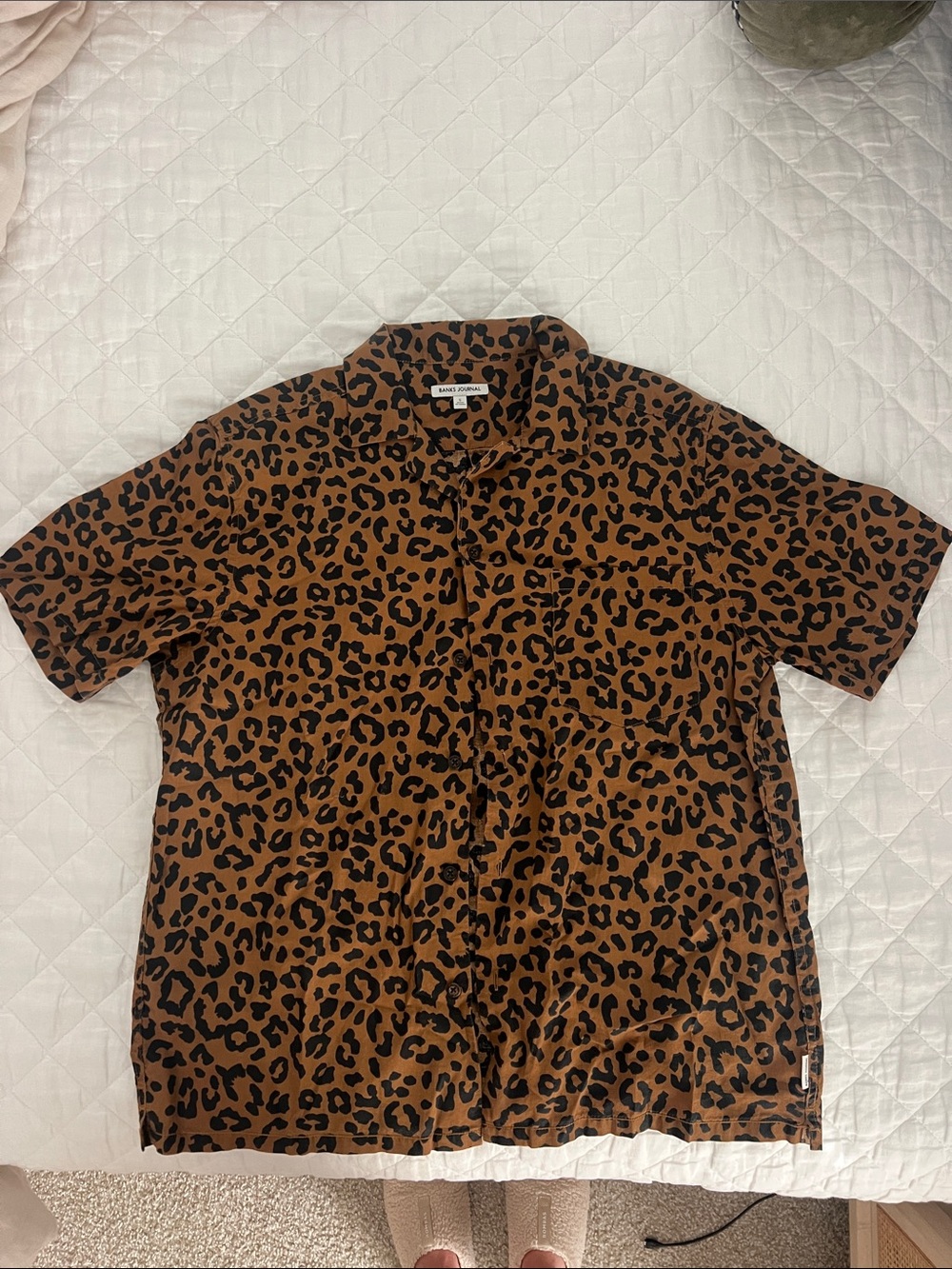 Banks Journal Leopard Print Short Sleeve Button-Down Shirt